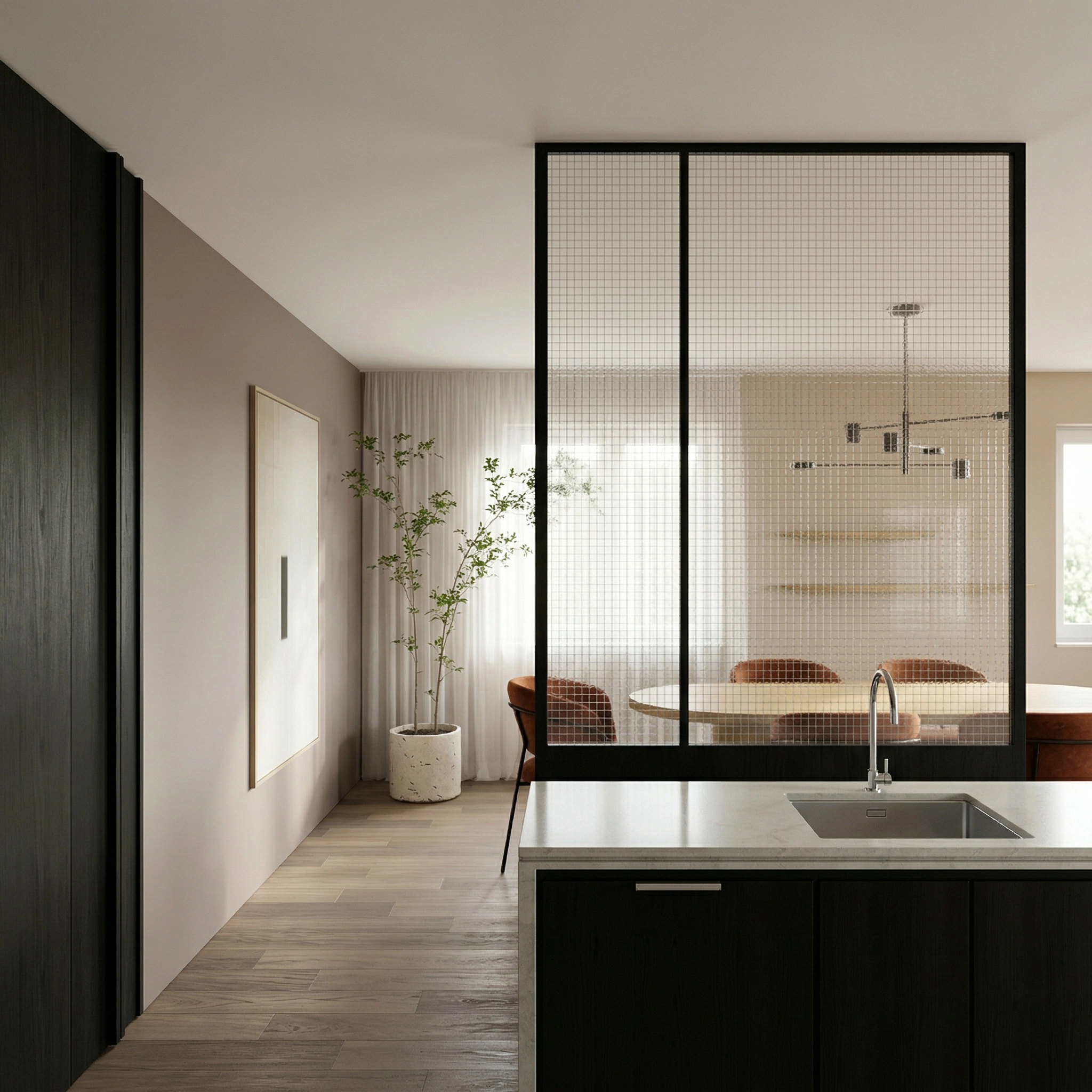 teteghem_cuisine_moderne_amenagement_interieur_bar_ilot_dunkerque_contemporain_ouvert_bois_pierre_noir_salle_alnger_velours_chene_japandi